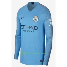 Koszulka Manchester City Domowe Koszulki Piłkarskie 2018-2019 Długi Rękaw